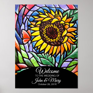 Sunflower Welcome Wedding Painting Sign Poster