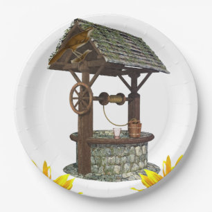 Sunflower Well Bird Paper Plates