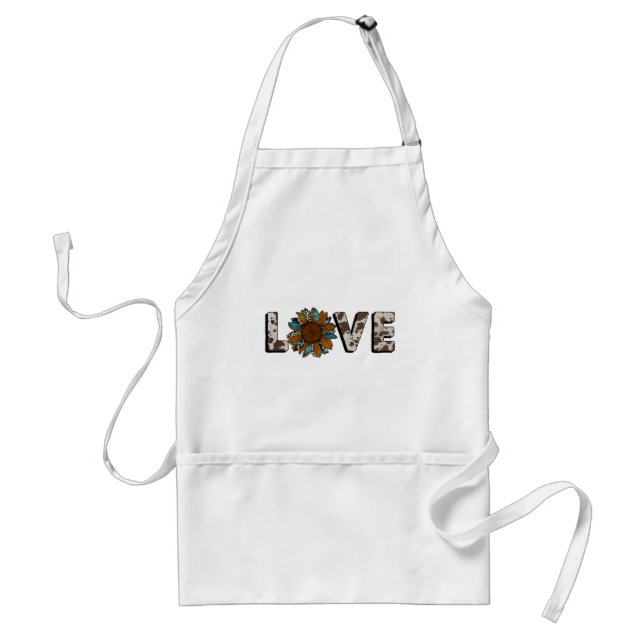 Sunflower Western Love Boho Summer Animal Print Standard Apron (Front)