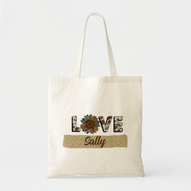Sunflower Western Love Boho Summer Tote Bag (Front)