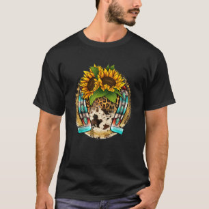 Sunflower Western Serape Horseshoe Leopard T-Shirt
