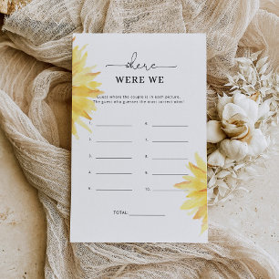 Sunflower Where were we bridal shower game