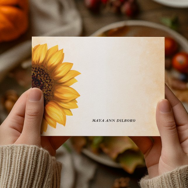 Sunflower Whimsical Personalised Note Cards (Creator Uploaded)