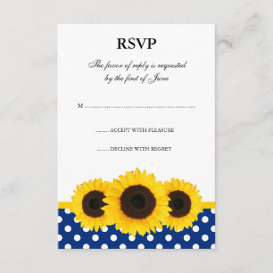 Sunflower White and Blue Polka Dot Response Card