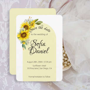 Sunflower white daisy arch elegant save the date