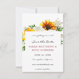 Sunflower & White Floral Artsy Save The Date V2