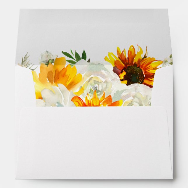 Sunflower & White Rose Envelope (Back (Bottom))