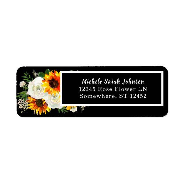 Sunflower & White Rose Floral Wedding 2- Black (Front)