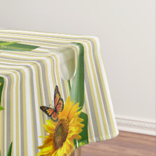 Sunflower White Tulip ButterflyTablecloth Tablecloth