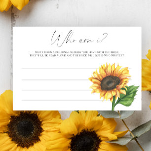 Sunflower Who am I bridal shower game Stationery