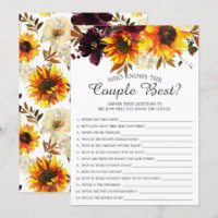 Sunflower Who Knows the Couple Best Bridal Game