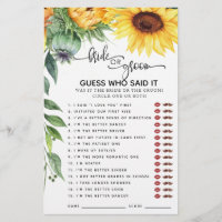 Sunflower Who Said it Bridal Shower Games
