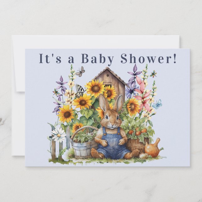 Sunflower Wildflower Garden Rabbit Baby Shower Invitation (Front)