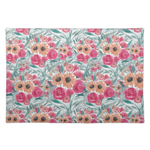 Sunflower Wildflower Watercolor Floral Pattern Placemat