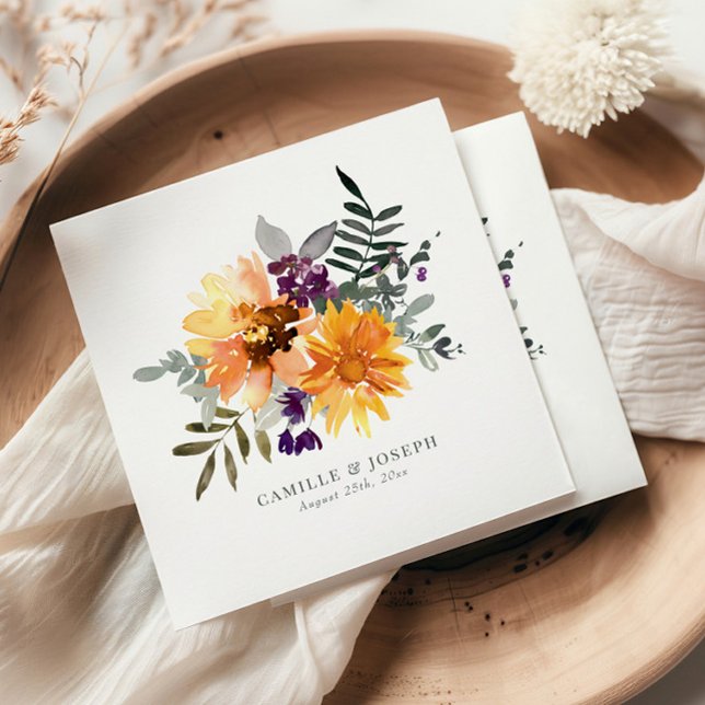 Sunflower & Wildflower Watercolor Paper Napkins (Creator Uploaded)