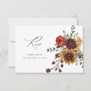 Sunflower & Wildflowers 2 Floral with Meal V2 RSVP Card