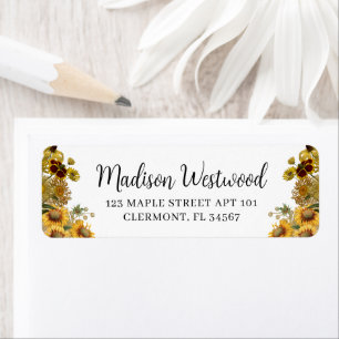 Sunflower Wildflowers Calligraphy Return Address