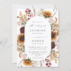 Sunflower & Wildflowers Floral Wedding 2 Invitation