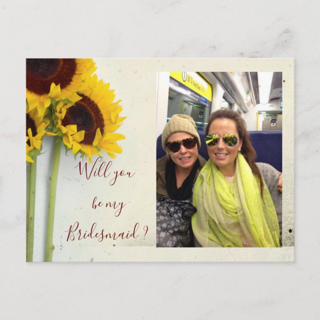 Sunflower Will You Be My Bridesmaid Invitation (Front)