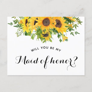 Sunflower Will you Be My Maid Of Honour Proposal Announcement Postcard
