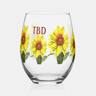 Sunflower Wine Glass