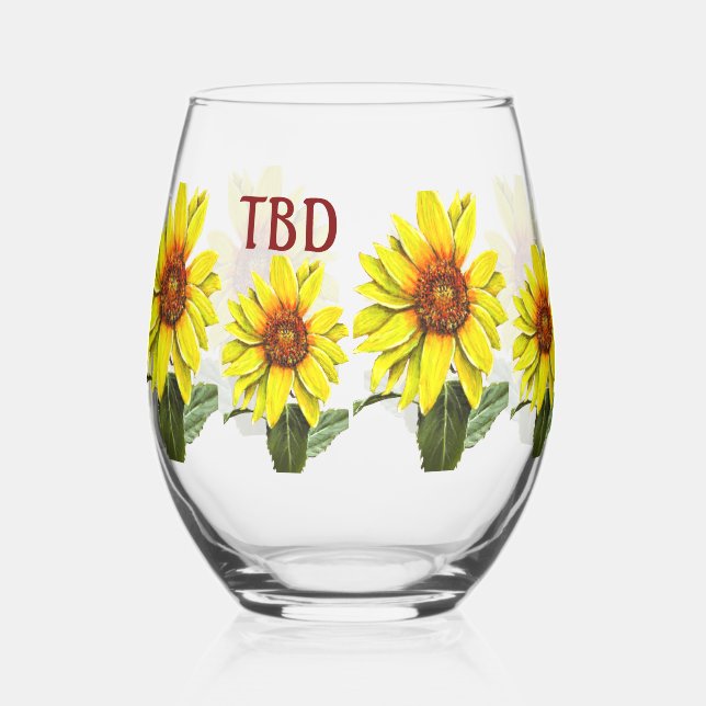 Sunflower Wine Glass (Left)
