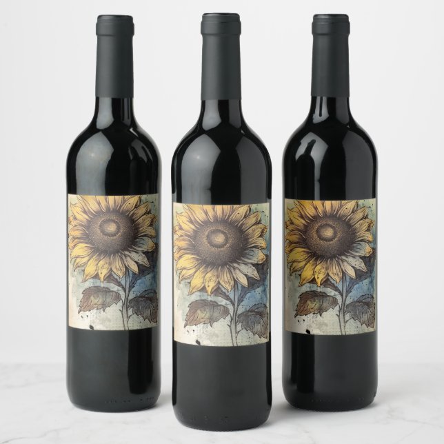 Sunflower Wine Label (Bottles)
