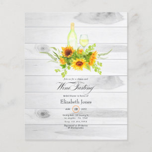 Sunflower Wine Tasting Bridal Shower Invitation Flyer