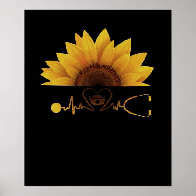 Sunflower With A Nurse Heartbeat Hippie Sunshine Poster (Front)
