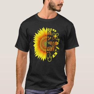 Sunflower With A Nurse Nursing Tools Dna Proud Er  T-Shirt