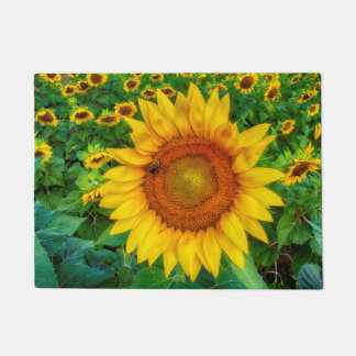 Sunflower with Bee Door Mat