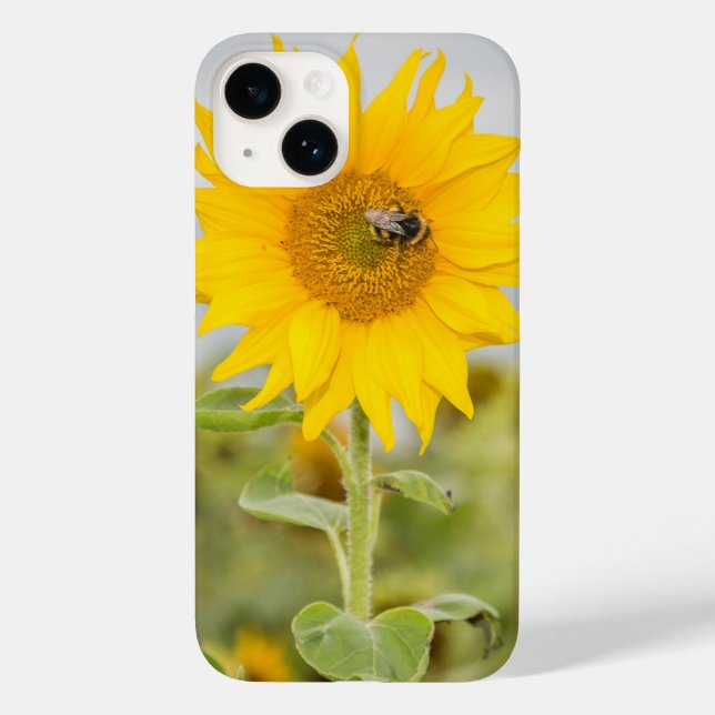 Sunflower with bee iPhone 14 case  (Back)