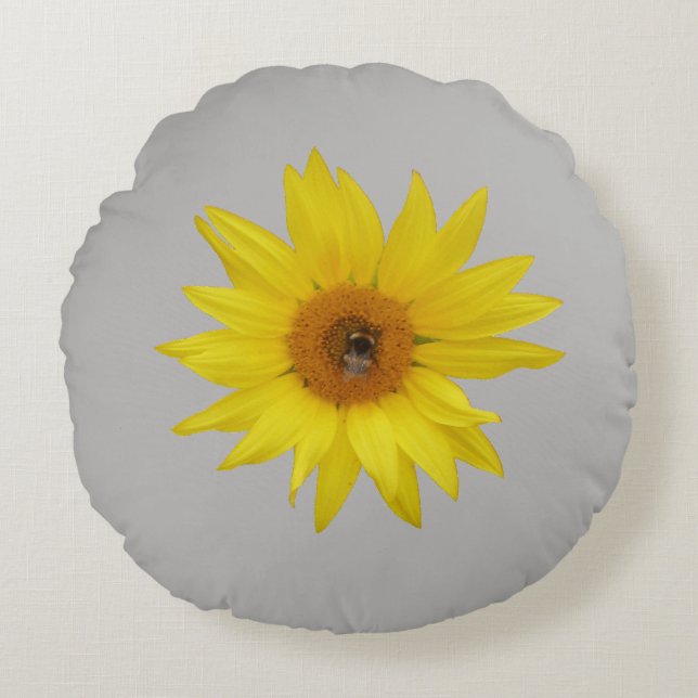 Sunflower with Bee Round Cushion (Front)