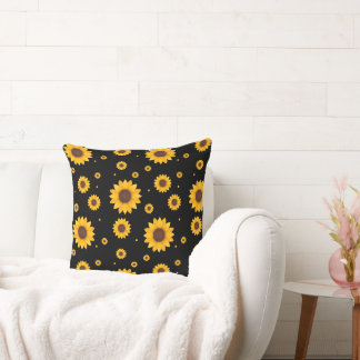 Sunflower with Black Background Cushion