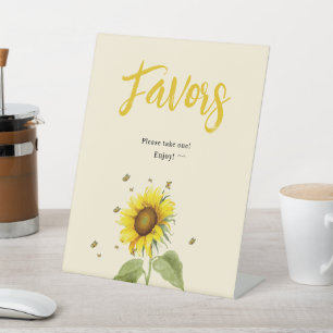 Sunflower with Butterflies Baby Shower Favours Pedestal Sign