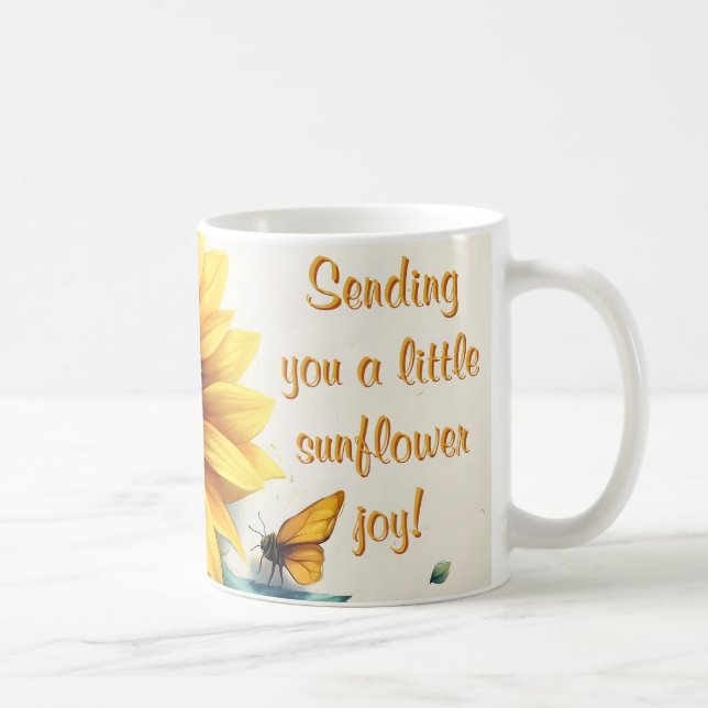 Sunflower with Butterflies with Customizable Text Coffee Mug (Right)