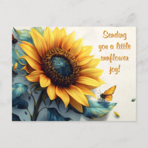 Sunflower with Butterflies with Customizable Text Postcard