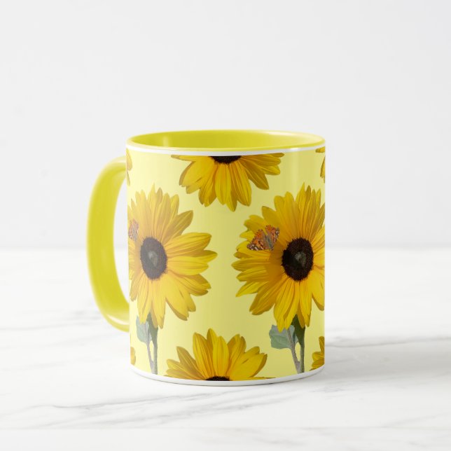 Sunflower with Butterfly Mug (Front Left)