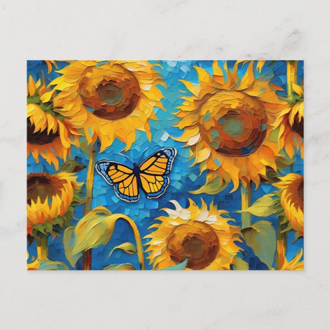 Sunflower With Butterfly Postcard (Front)