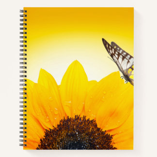 Sunflower with butterfly Spiral Notebook