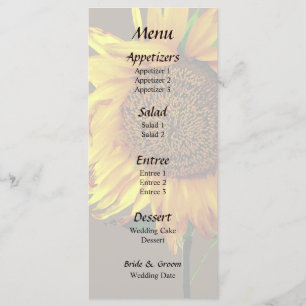 Sunflower With Centre Part Wedding Menu
