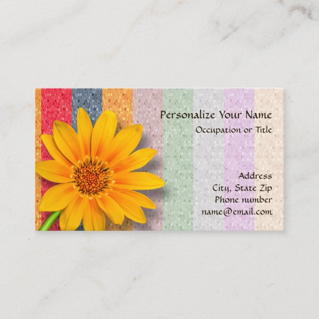 Sunflower with Cheerful Stripes of Colour Business Card (Front)