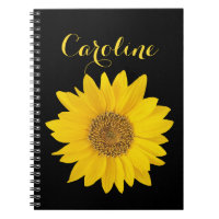 Sunflower with Custom Name Notebook