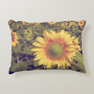 Sunflower with filter effect retro vintage styleag decorative cushion