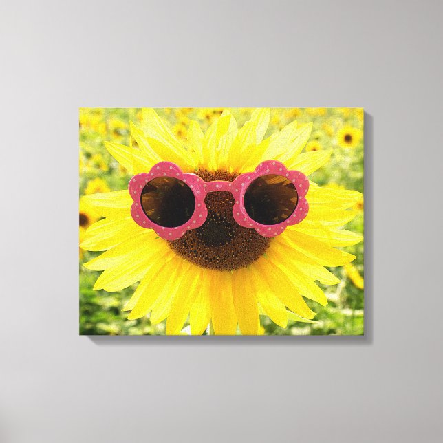Sunflower with Pink Sunglasses  Canvas Print (Front)