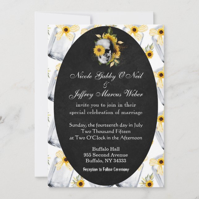 Sunflower with Skull Wedding Invitation (Front)