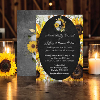 Sunflower with Skull Wedding Invitation