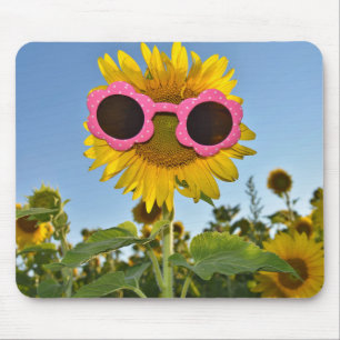 sunflower with sunglasses mouse mat