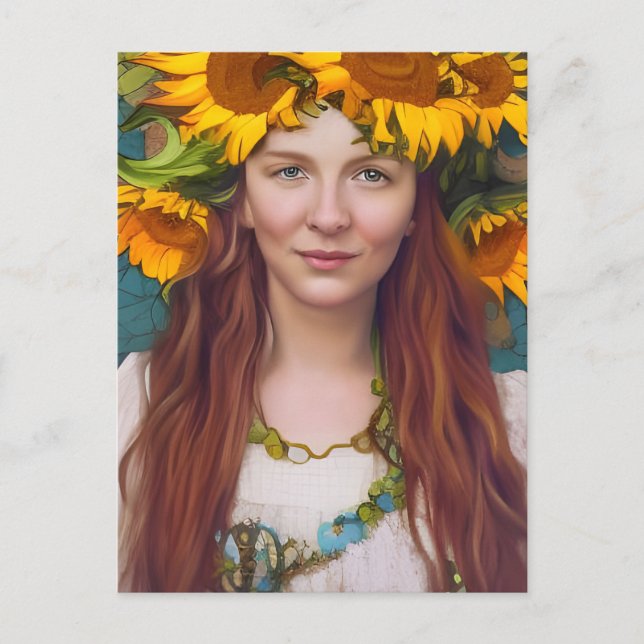 Sunflower Woman Postcard (Front)