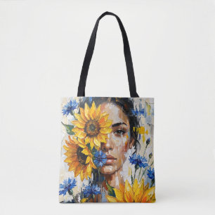 Sunflower Woman Tote Bag